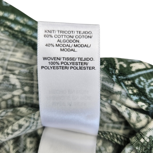 Lucky Brand Green Geometric Tribal Aztec Blouse Ruffle Sleeve V Neck Large - Picture 12 of 13